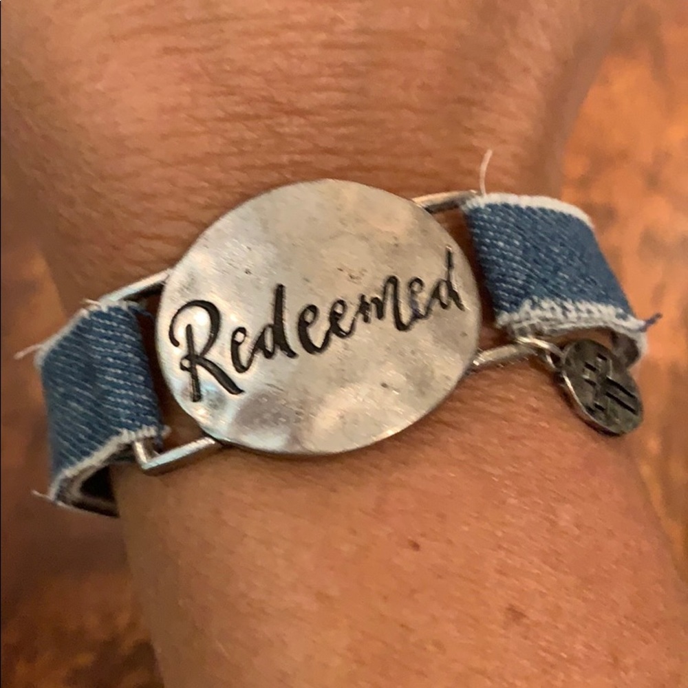 Redeemed Denim Snap Bracelet with Cross